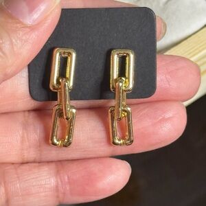 Real 18K Saudi Gold Elegant Gold Link Earrings